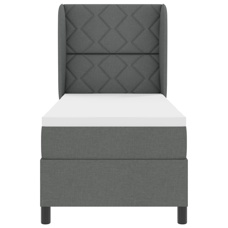Boxspringbett mit Matratze in Dunkelgrau, 80x200 cm, Stoff