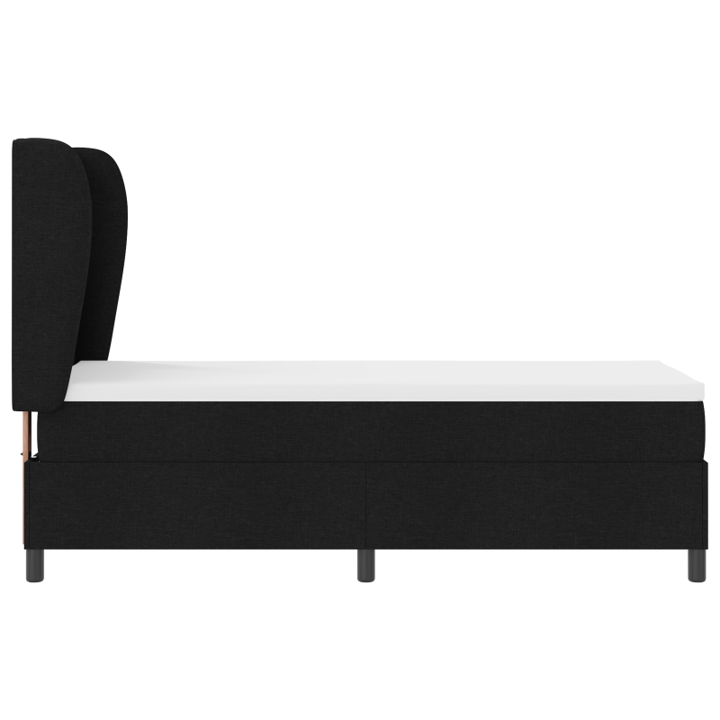 Boxspringbett mit Matratze - Schwarz - 80x200 cm - Stoff