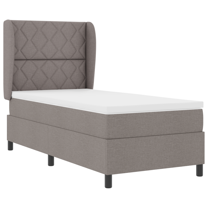 Boxspringbett mit Matratze in Taupe, 100x200 cm Stoff
