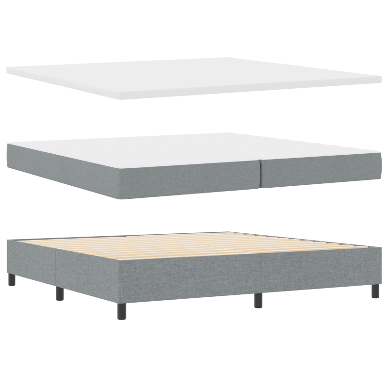 Boxspringbett mit Matratze - Hellgrau, 200x200 cm Stoff