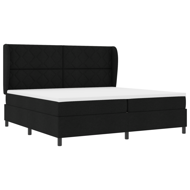 Boxspringbett mit Matratze, Schwarz, 200x200 cm, Stoff