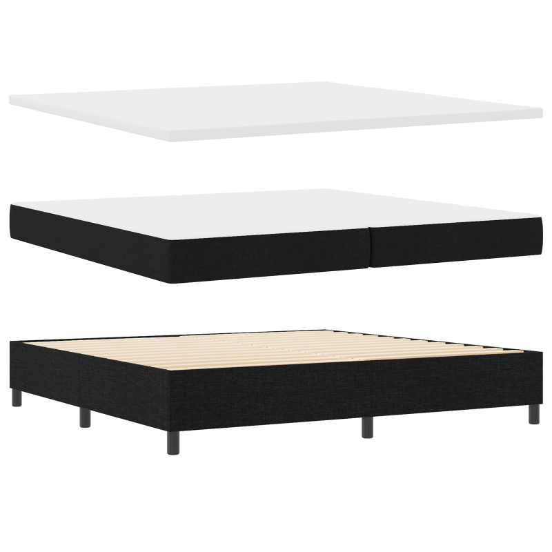 Boxspringbett mit Matratze, Schwarz, 200x200 cm, Stoff