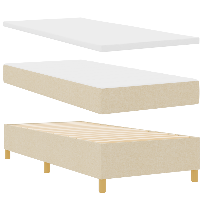 Boxspringbett mit Matratze Creme 80x200 cm Stoff