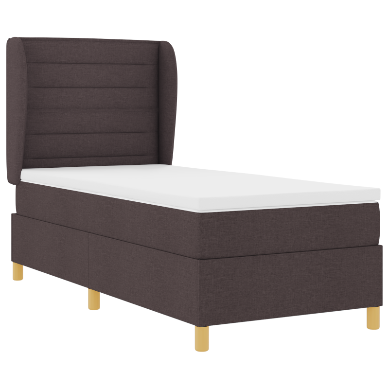 Boxspringbett mit Matratze in Dunkelbraun, 90x200 cm, Stoff