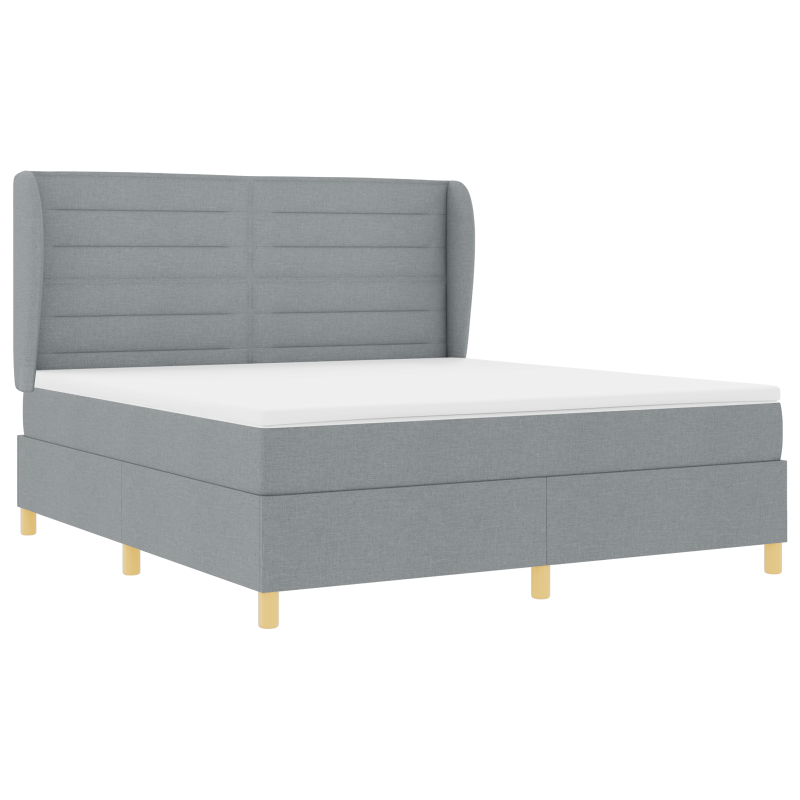 Boxspringbett mit Matratze Hellgrau 180x200 cm Stoff