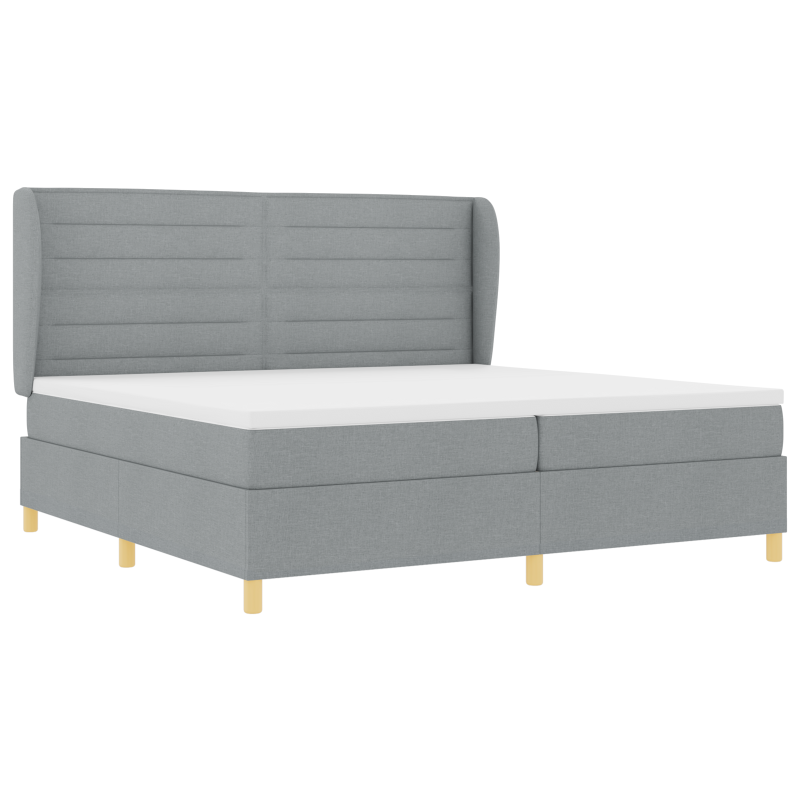 Boxspringbett mit Matratze - Hellgrau, 200x200 cm, Stoff