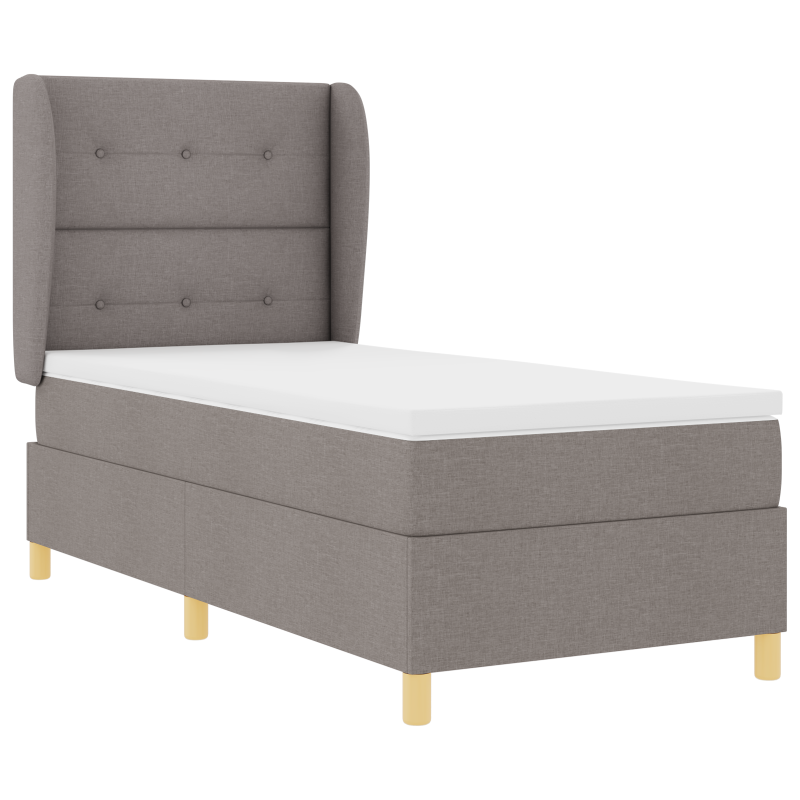Boxspringbett mit Matratze in Taupe, 80x200 cm, Stoff