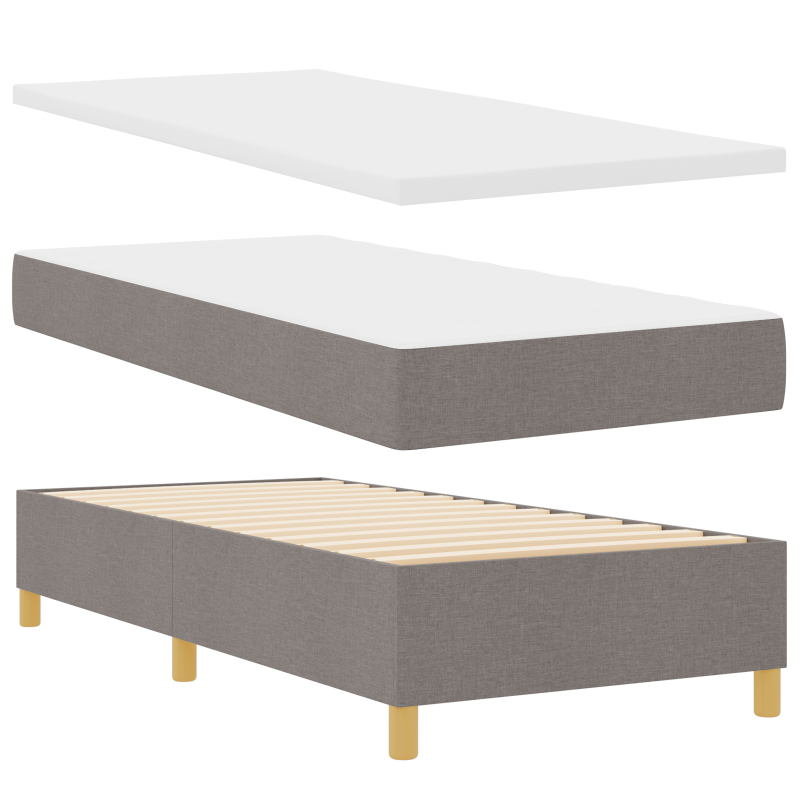 Boxspringbett mit Matratze in Taupe, 80x200 cm, Stoff