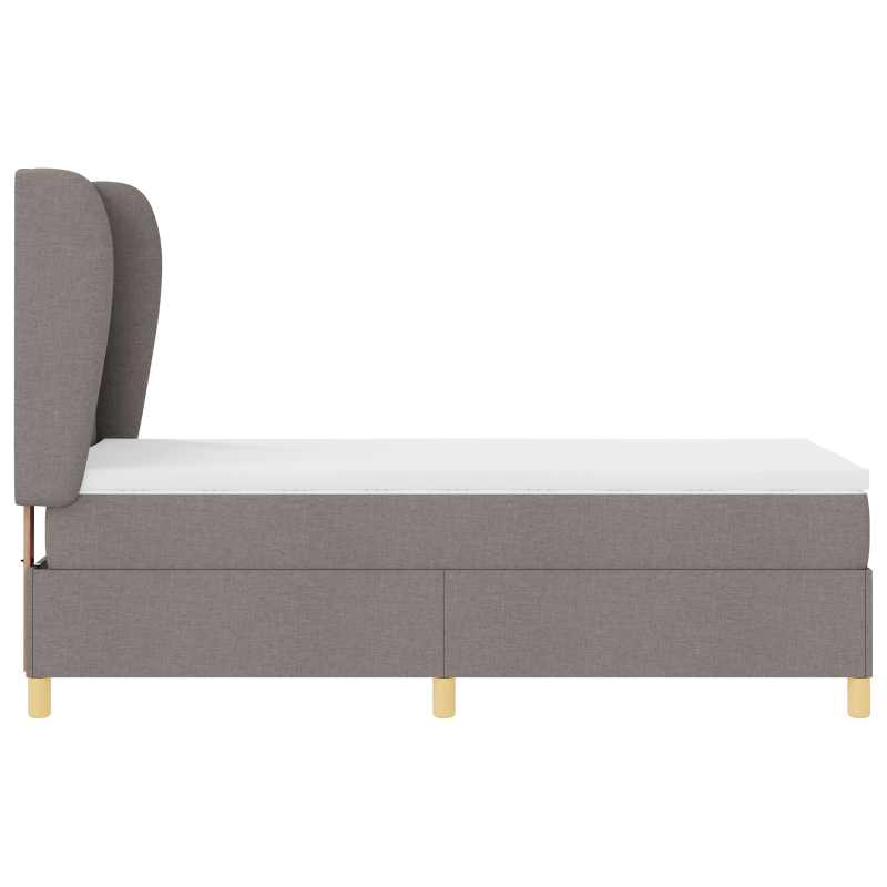 Boxspringbett mit Matratze in Taupe, 80x200 cm, Stoff