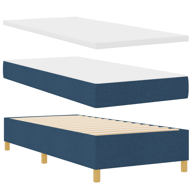 Boxspringbett mit Matratze Blau 90x200 cm Stoff