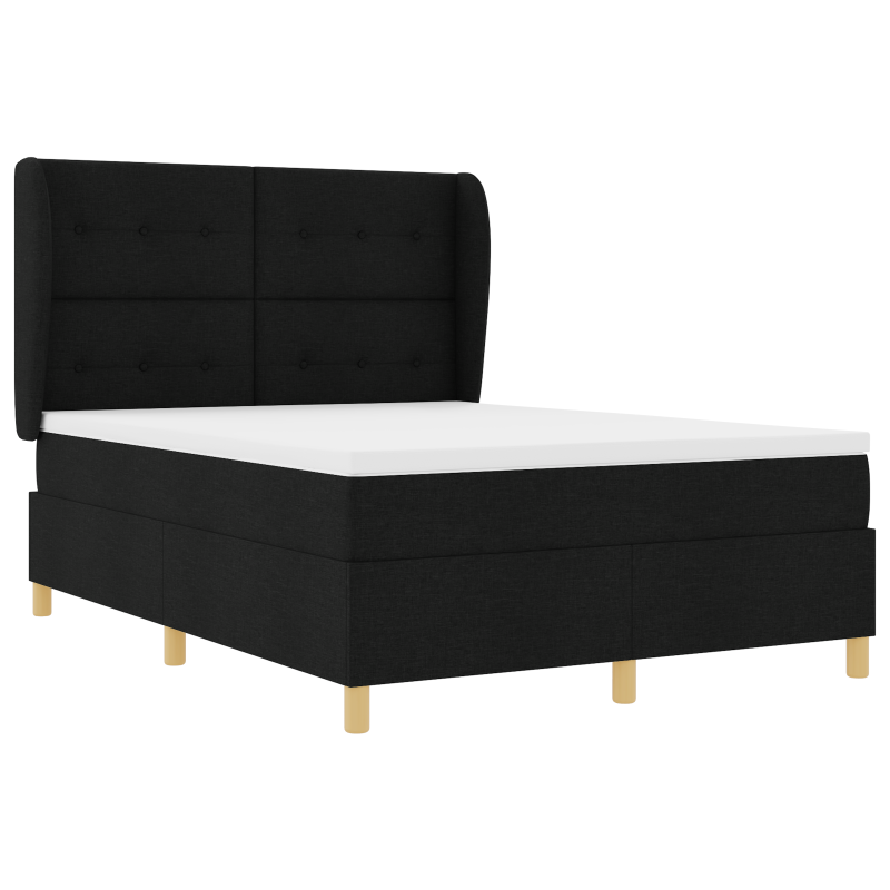 Boxspringbett mit Matratze Schwarz 140x200 cm Stoff