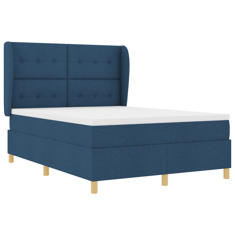 Boxspringbett mit Matratze Blau 140x200 cm Stoff