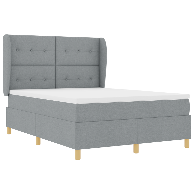 Boxspringbett mit Matratze Hellgrau 160x200 cm Stoff