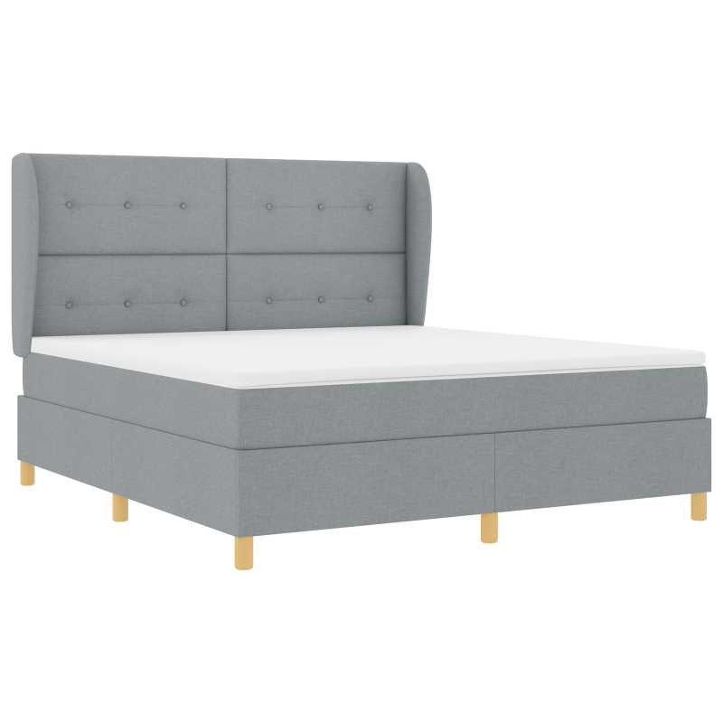 Boxspringbett mit Matratze Hellgrau 180x200 cm Stoff