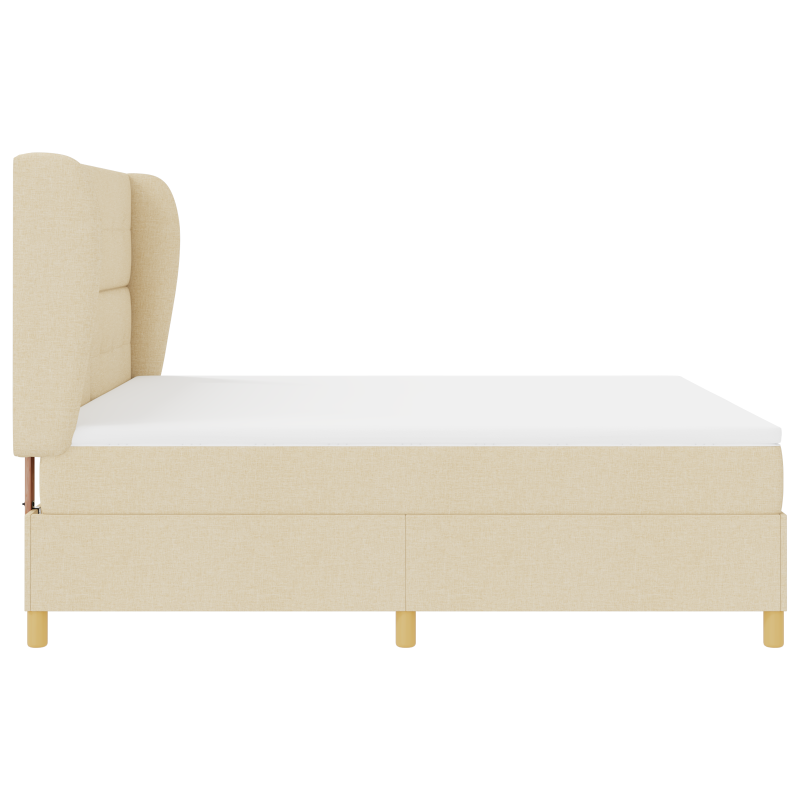 Boxspringbett mit Matratze in Creme, 180x200 cm Stoff