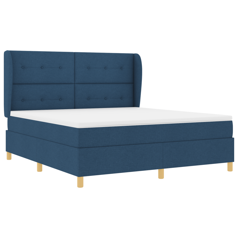 Blauer Boxspringbett mit Matratze 180x200 cm Stoff