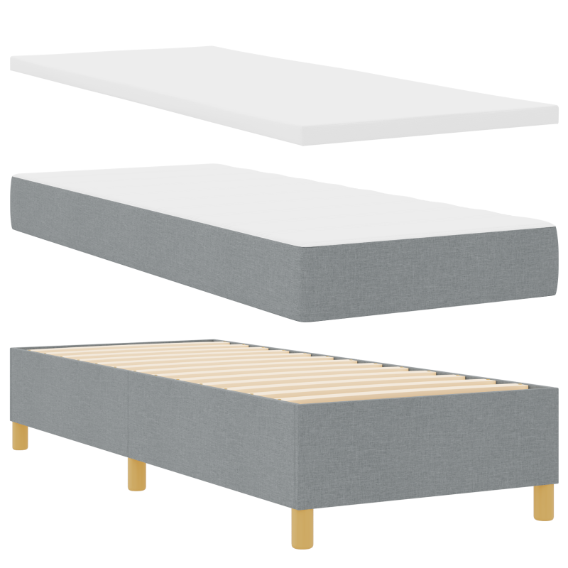 Boxspringbett mit Matratze Hellgrau 80x200 cm Stoff