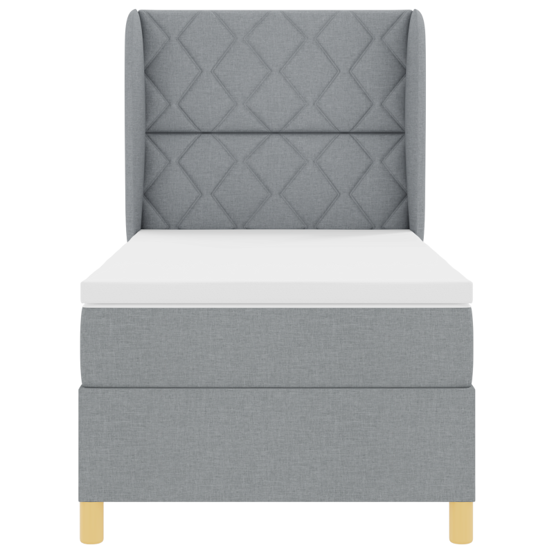 Boxspringbett mit Matratze Hellgrau 100x200 cm Stoff