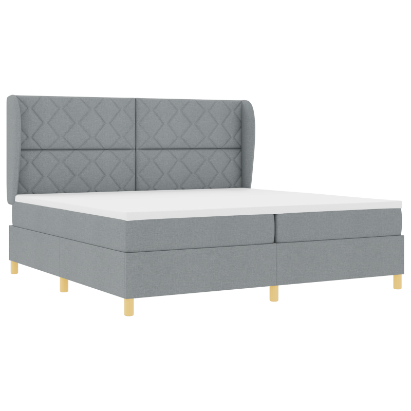 Boxspringbett mit Matratze Hellgrau 200x200 cm Stoff