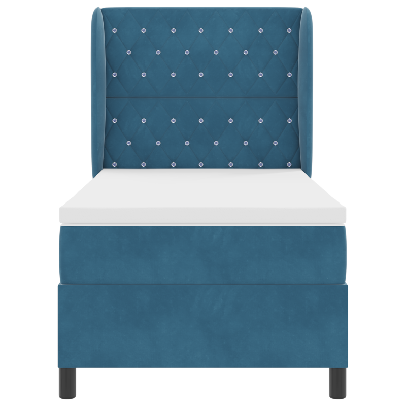 Boxspringbett mit Matratze Dunkelblau 90x190 cm Samt