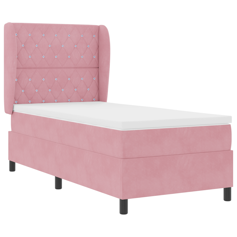Boxspringbett mit Matratze Rosa 90x200 cm Samt