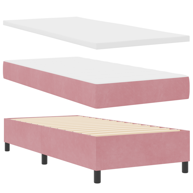 Boxspringbett mit Matratze Rosa 90x200 cm Samt