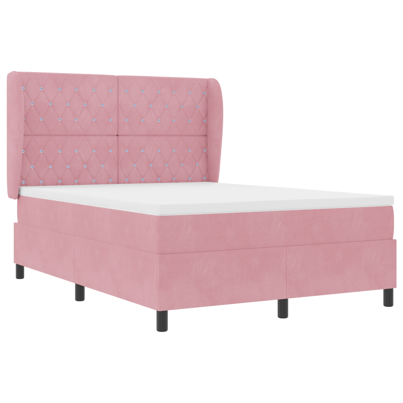 Boxspringbett mit Matratze Rosa 140x190 cm Velours