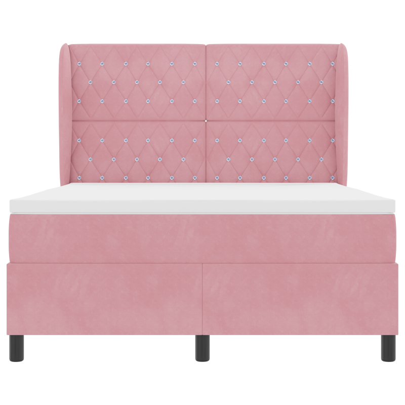 Boxspringbett mit Matratze Rosa 140x190 cm Velours