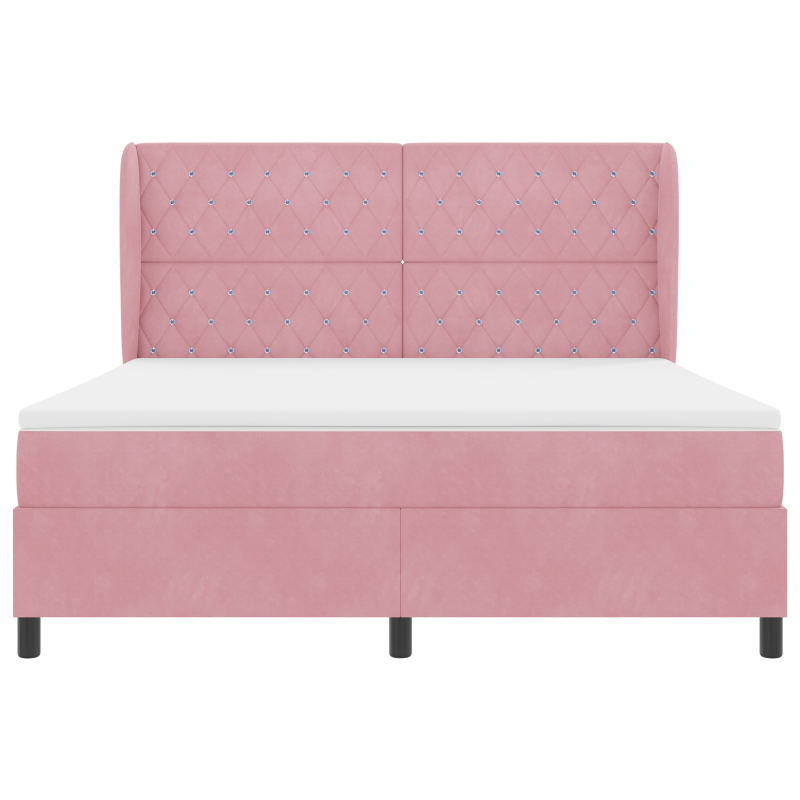 Rosa Boxspringbett mit Matratze 180x200 cm aus Samt