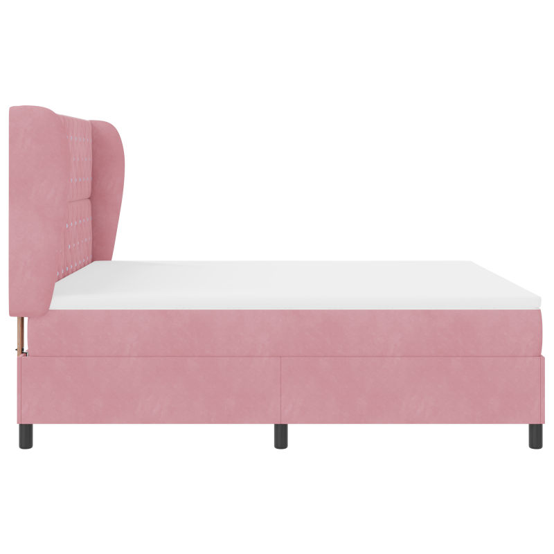 Rosa Boxspringbett mit Matratze 180x200 cm aus Samt