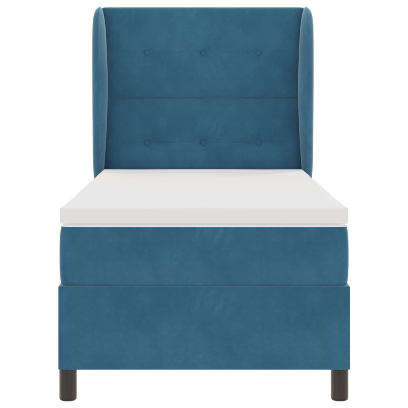 Boxspringbett mit Matratze in Dunkelblau, 90x200 cm, Samt