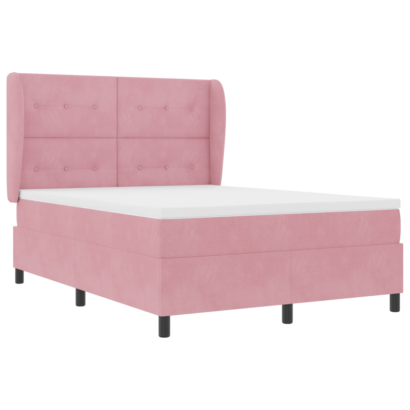 Boxspringbett mit Matratze Rosa 140x190 cm Samt