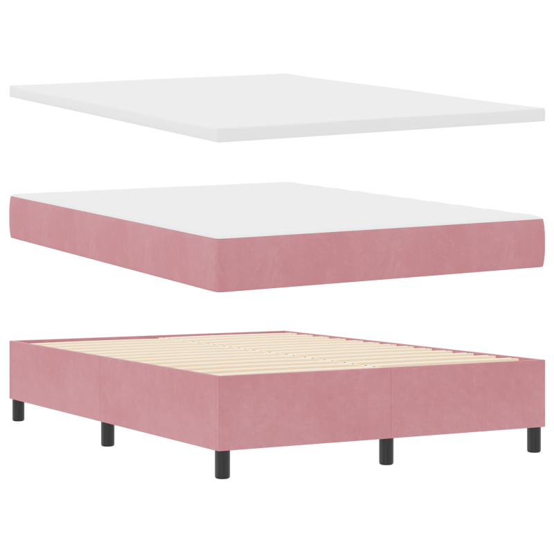 Boxspringbett mit Matratze Rosa 140x190 cm Samt