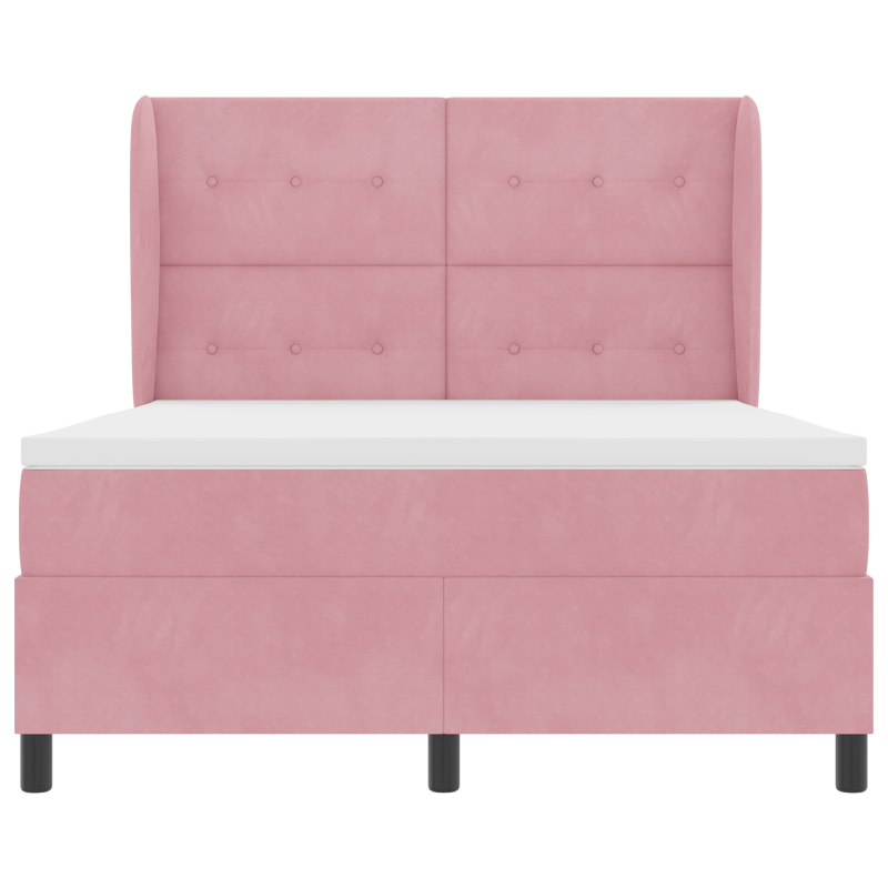 Boxspringbett mit Matratze Rosa 140x190 cm Samt