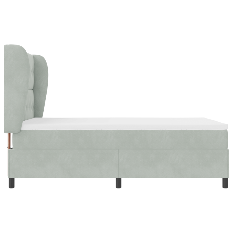 Boxspringbett mit Matratze in Hellgrau, 140x200 cm, Samt