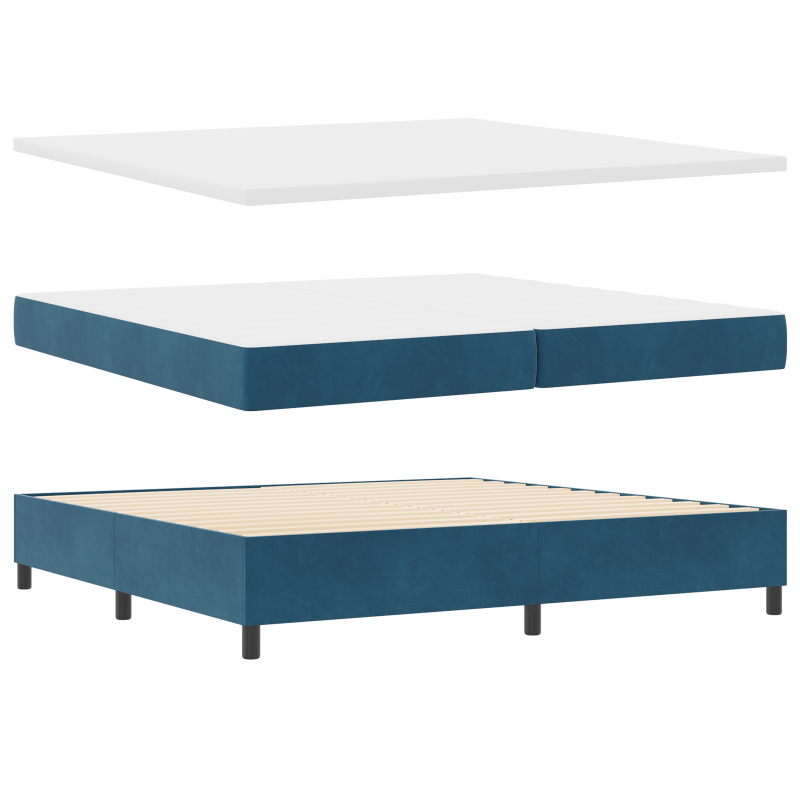 Boxspringbett mit Matratze Dunkelblau 200x200 cm Velours