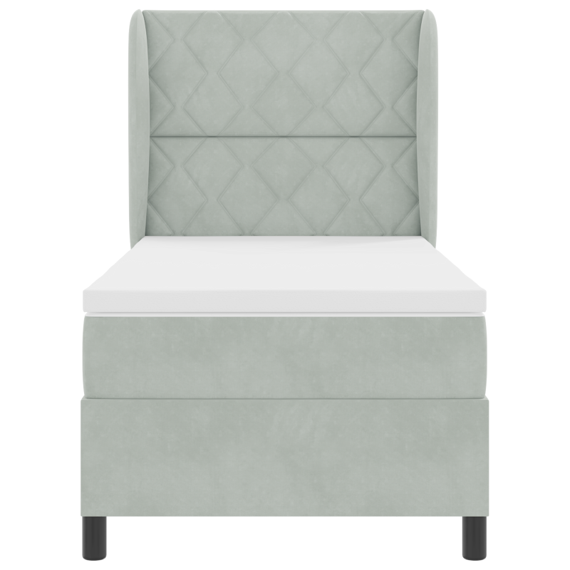 Boxspringbett mit Matratze Hellgrau 90x190 cm Samt