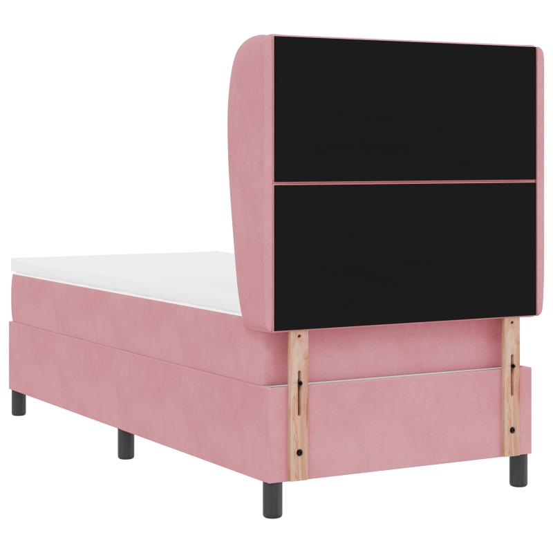 Boxspringbett mit Matratze in Rosa, 90x190 cm, Samt