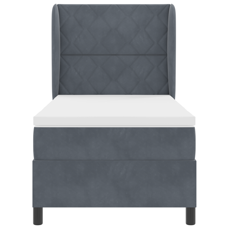 Boxspringbett mit Matratze Dunkelgrau 90x200 cm Samt