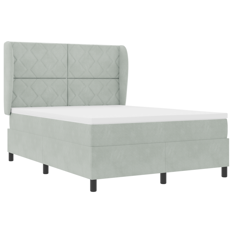 Boxspringbett mit Matratze Hellgrau 140x200 cm Velvet