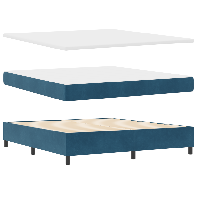 Boxspringbett mit Matratze Dunkelblau 180x200 cm Samt
