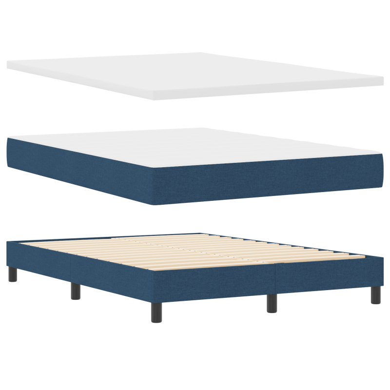 Boxspringbett mit Matratze Blau 140x200 cm Stoff