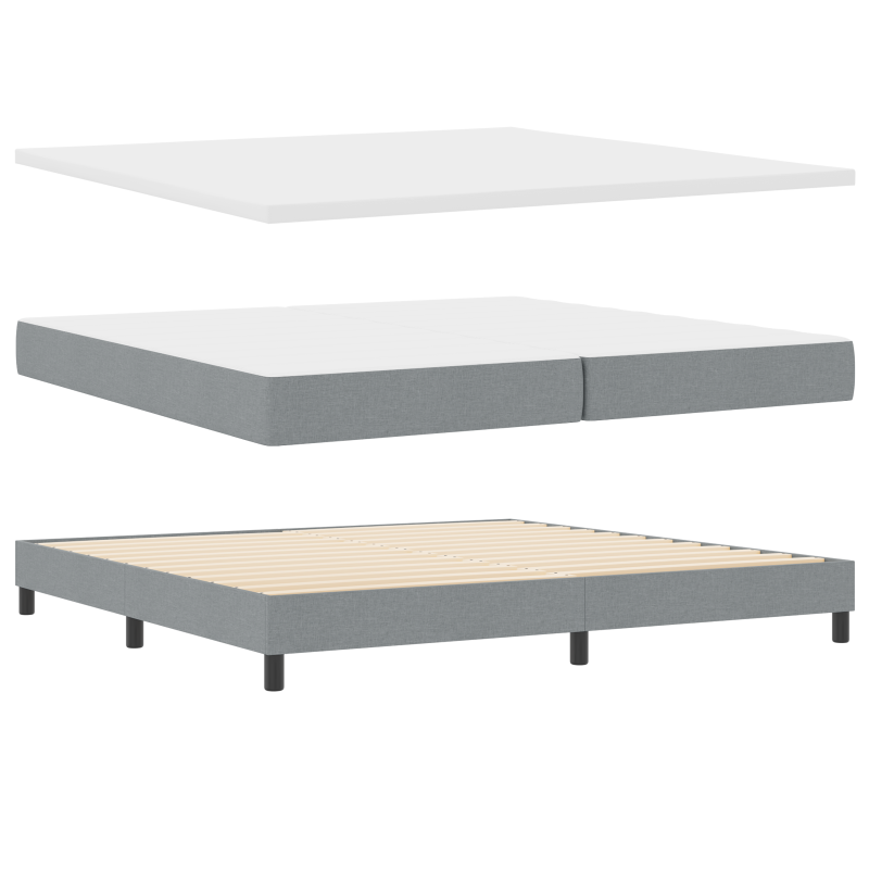 Boxspringbett mit Matratze Hellgrau 200x200 cm Stoff