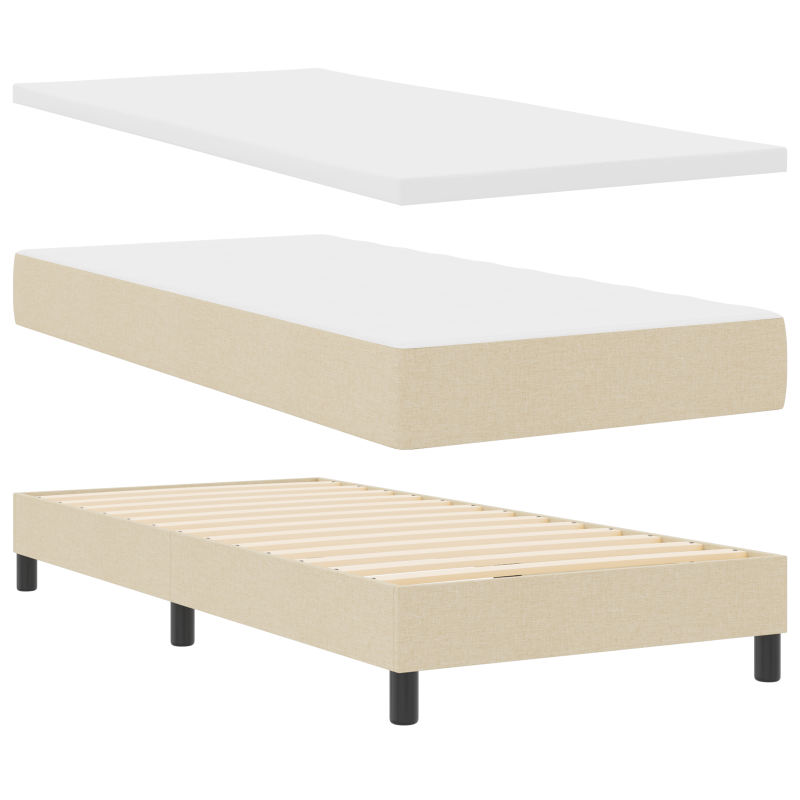 Boxspringbett mit Matratzencover Creme 180x200 cm Stoff