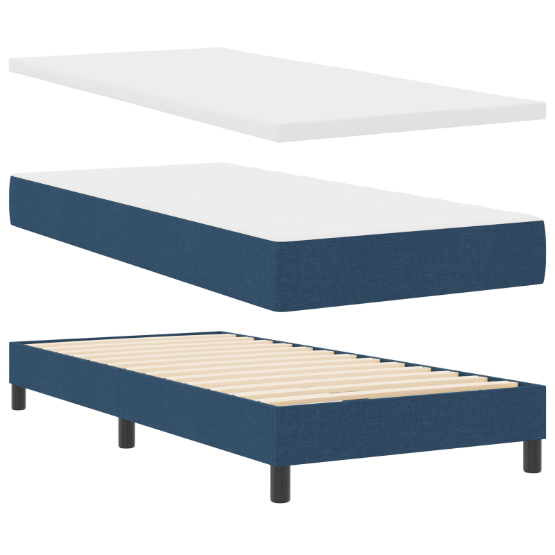 Boxspringbett mit Matratze Blau 180x200 cm Stoff