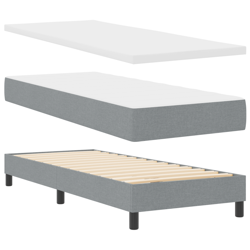 Boxspringbett mit Matratze hellgrau 80x200 cm Stoff