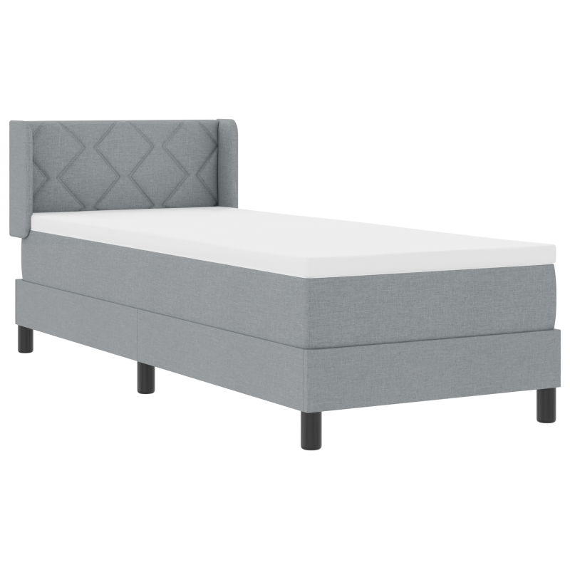 Boxspringbett mit Matratze hellgrau 80x200 cm Stoff