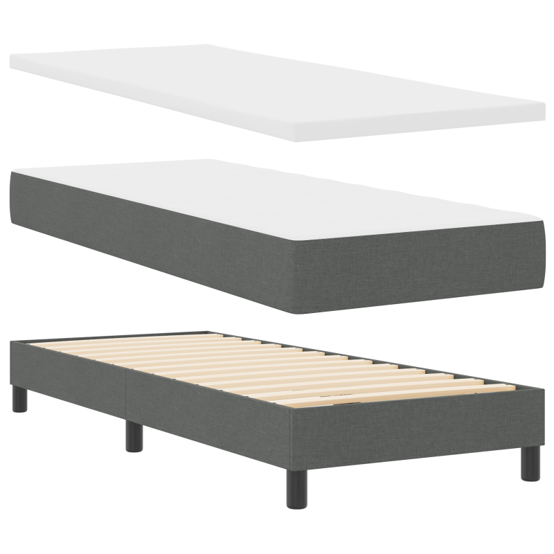 Boxspringbett mit Matratze Dunkelgrau 80x200 cm Stoff