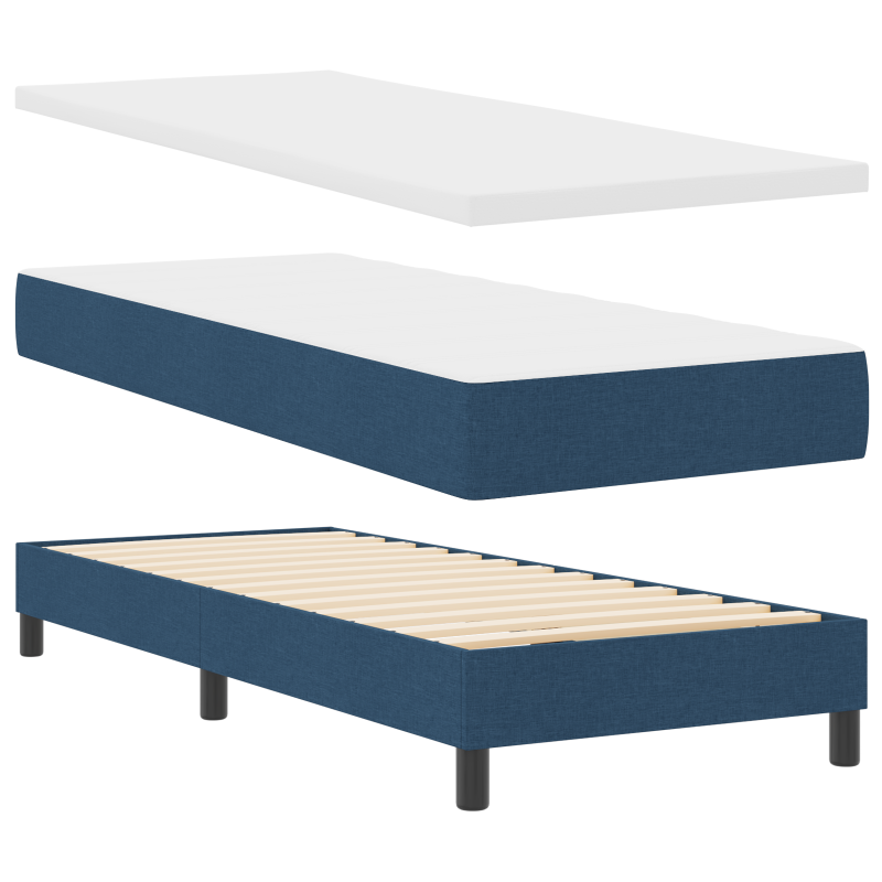Boxspringbett mit Matratze Blau 80x200 cm Stoff