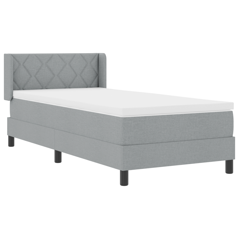 Boxspringbett mit Matratze Hellgrau 90x190 cm Stoff